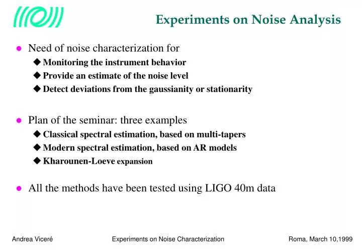 experiments on noise analysis