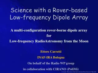 Science with a Rover-based Low-frequency Dipole Array