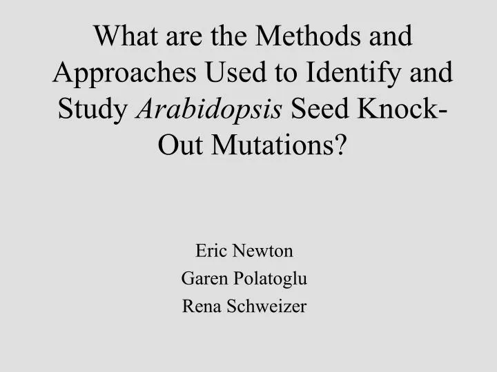 what are the methods and approaches used to identify and study arabidopsis seed knock out mutations