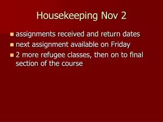 Housekeeping Nov 2