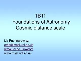 1B11 Foundations of Astronomy Cosmic distance scale