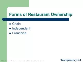 Forms of Restaurant Ownership