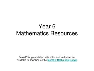Year 6 Mathematics Resources
