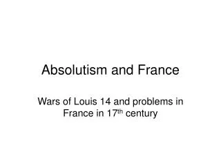 Absolutism and France