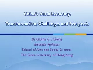 China's Rural Economy: Transformation, Challenges and Prospects