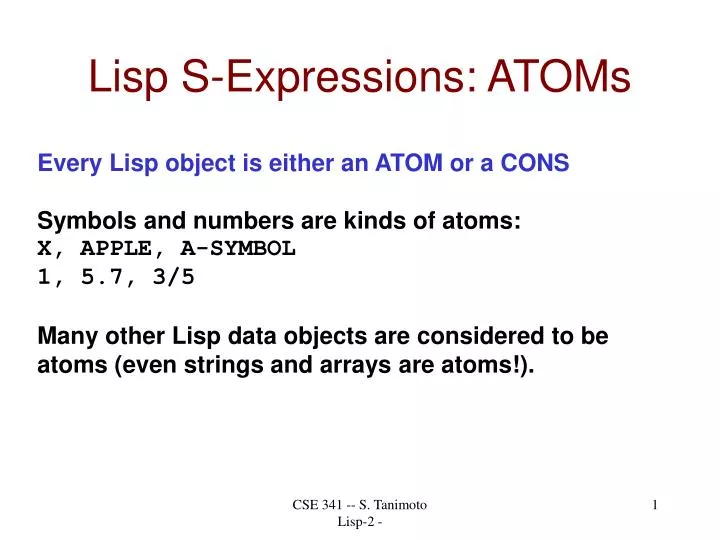 lisp s expressions atoms
