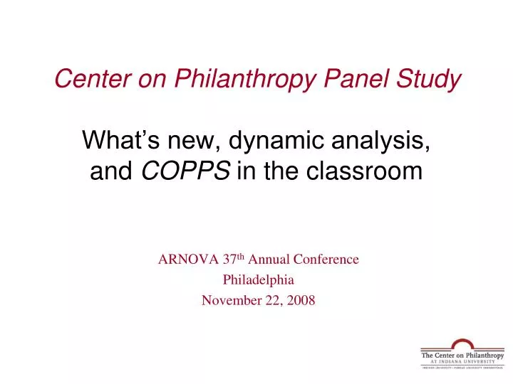 center on philanthropy panel study what s new dynamic analysis and copps in the classroom