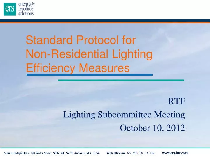 standard protocol for non residential lighting efficiency measures