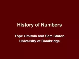 History of Numbers