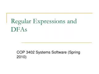 Regular Expressions and DFAs