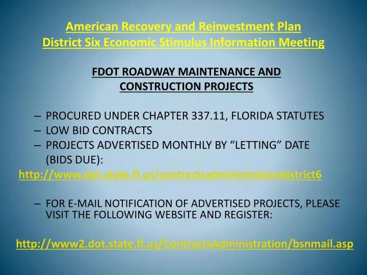 american recovery and reinvestment plan district six economic stimulus information meeting