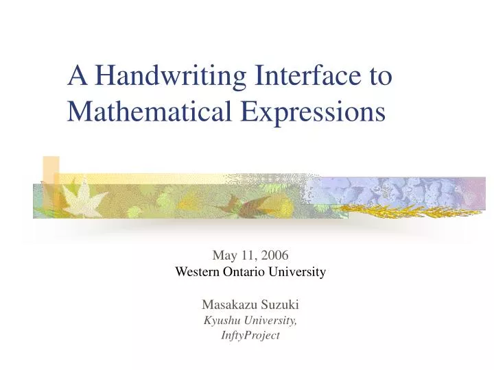 a handwriting interface to mathematical expressions