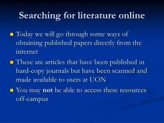 Searching for literature online