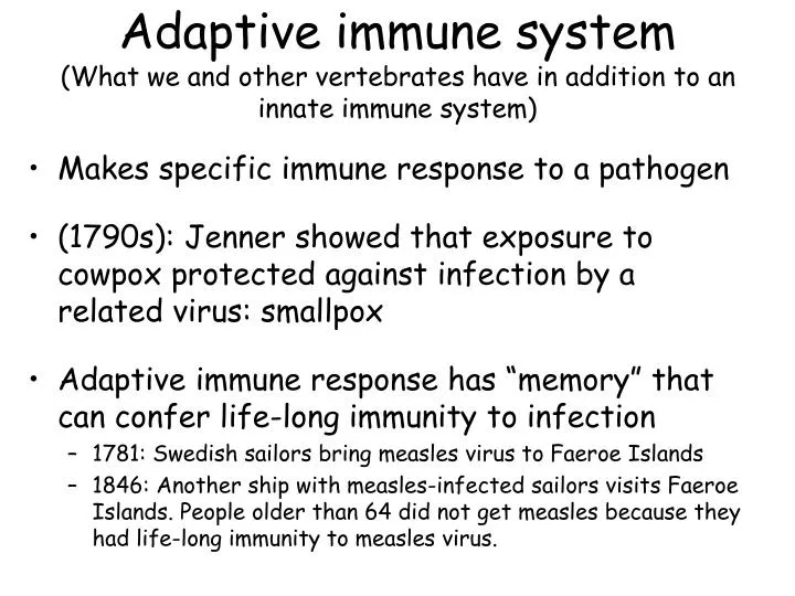adaptive immune system what we and other vertebrates have in addition to an innate immune system