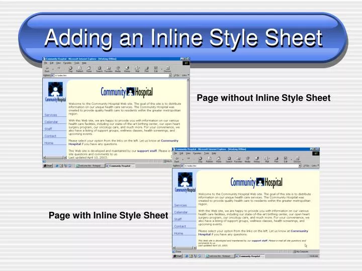 adding an inline style sheet