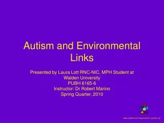 Autism and Environmental Links