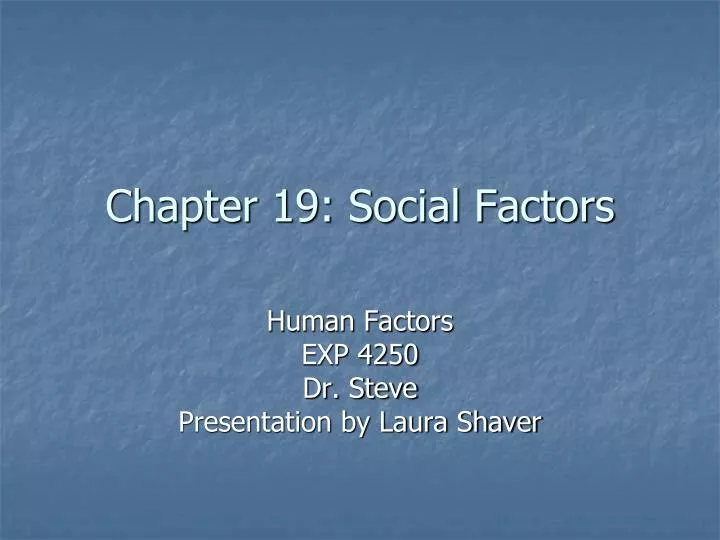 chapter 19 social factors