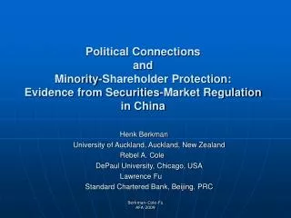 Political Connections and Minority-Shareholder Protection: Evidence from Securities-Market Regulation in China