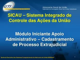 SICAU – Sistema Integrado de Controle das Ações da União Módulo Iniciante Apoio Administrativo – Cadastramento de Proces