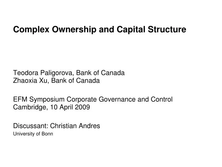 complex ownership and capital structure