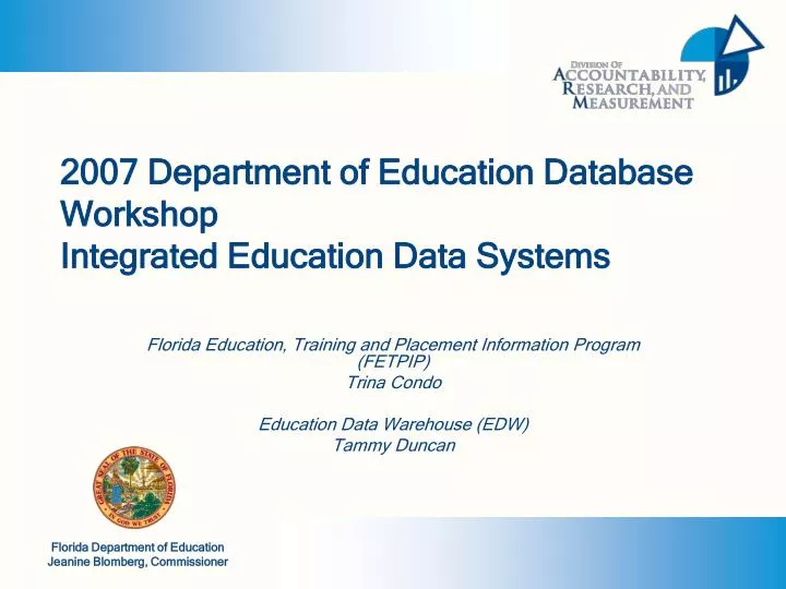 2007 department of education database workshop integrated education data systems