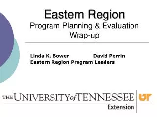 Eastern Region Program Planning &amp; Evaluation Wrap-up