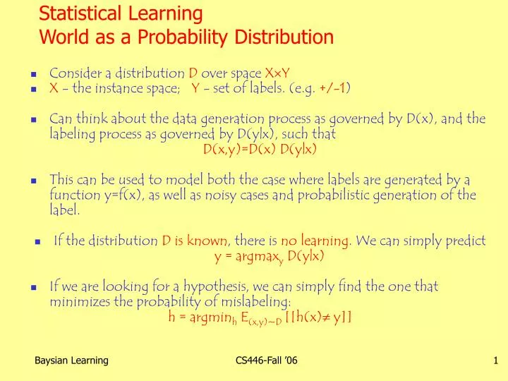 statistical learning world as a probability distribution