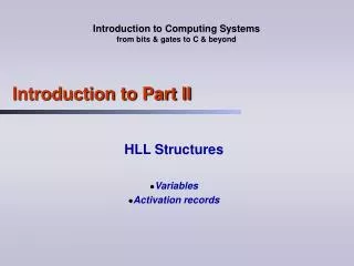 Introduction to Part II