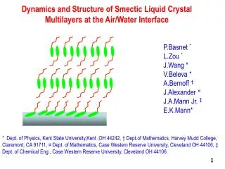 Dynamics and Structure of Smectic Liquid Crystal Multilayers at the Air/Water Interface