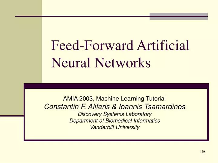 feed forward artificial neural networks