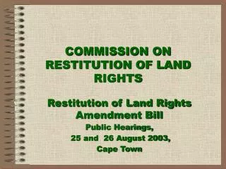 COMMISSION ON RESTITUTION OF LAND RIGHTS