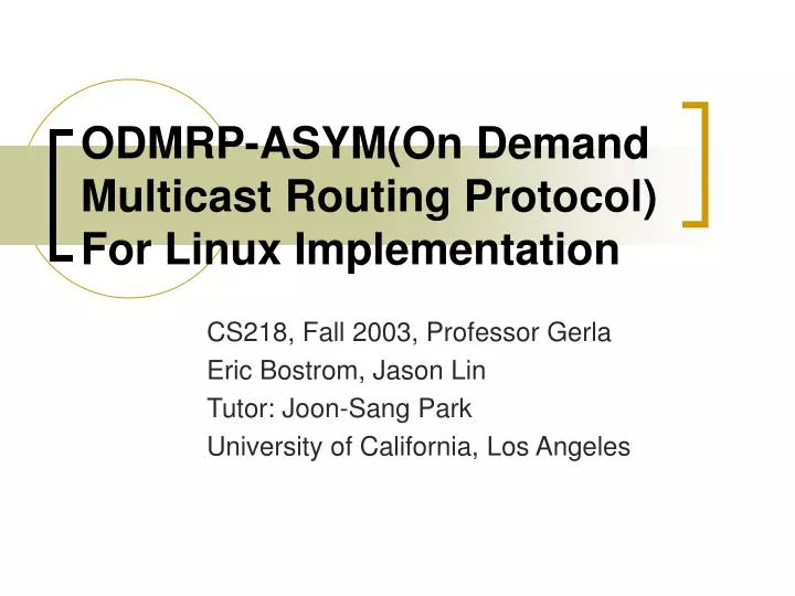 odmrp asym on demand multicast routing protocol for linux implementation