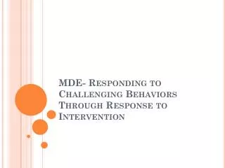 mde responding to challenging behaviors through response to intervention