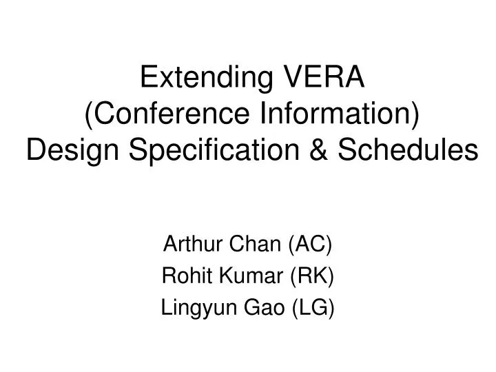 extending vera conference information design specification schedules