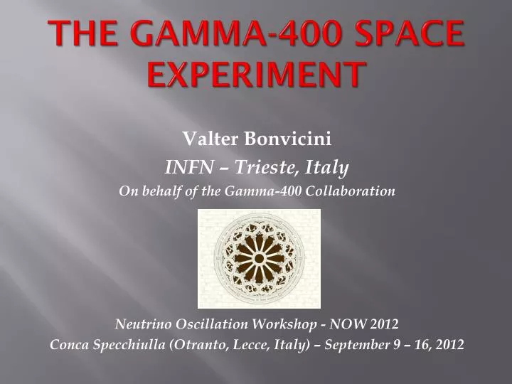 the gamma 400 space experiment