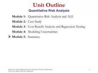 Unit Outline Quantitative Risk Analysis