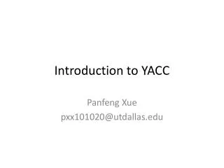 Introduction to YACC