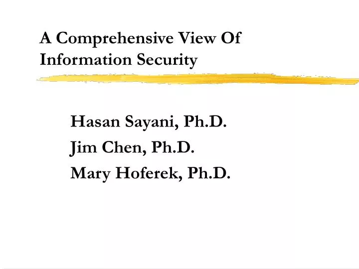 a comprehensive view of information security