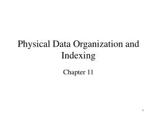 Physical Data Organization and Indexing