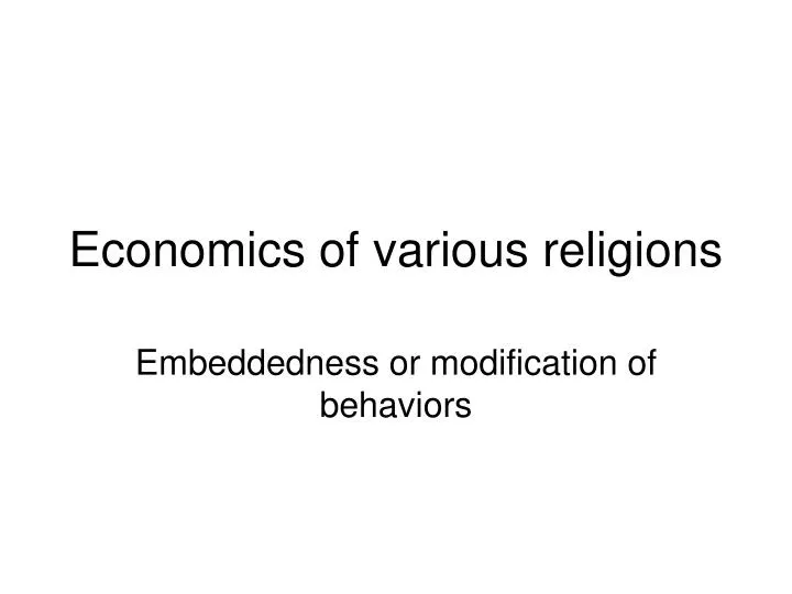 economics of various religions