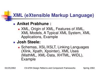 XML (eXtensible Markup Language)