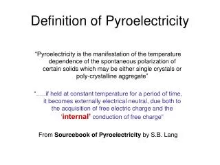 Definition of Pyroelectricity