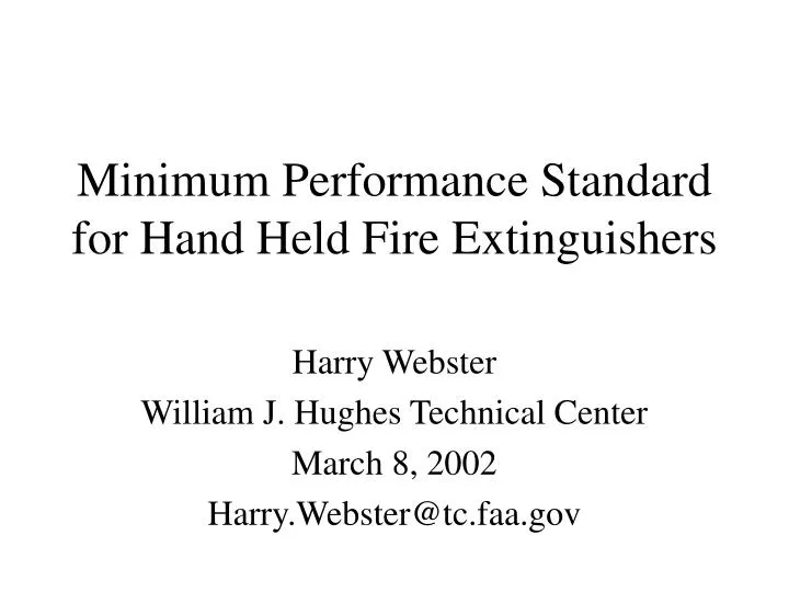 minimum performance standard for hand held fire extinguishers