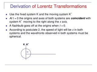 Derivation of Lorentz Transformations