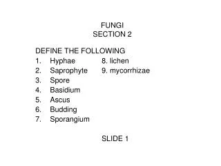 FUNGI SECTION 2