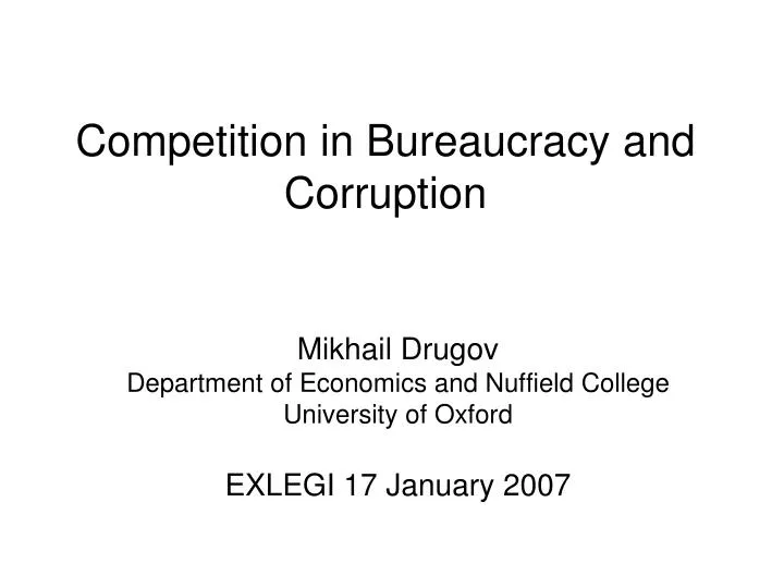 competition in bureaucracy and corruption
