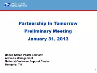Partnership In Tomorrow Preliminary Meeting January 31, 2013