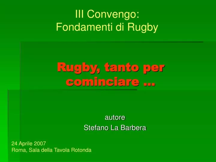 rugby tanto per cominciare