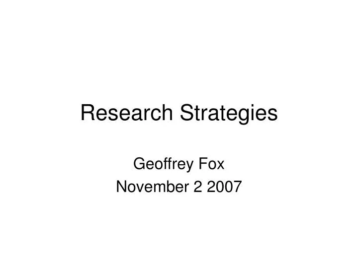 research strategies