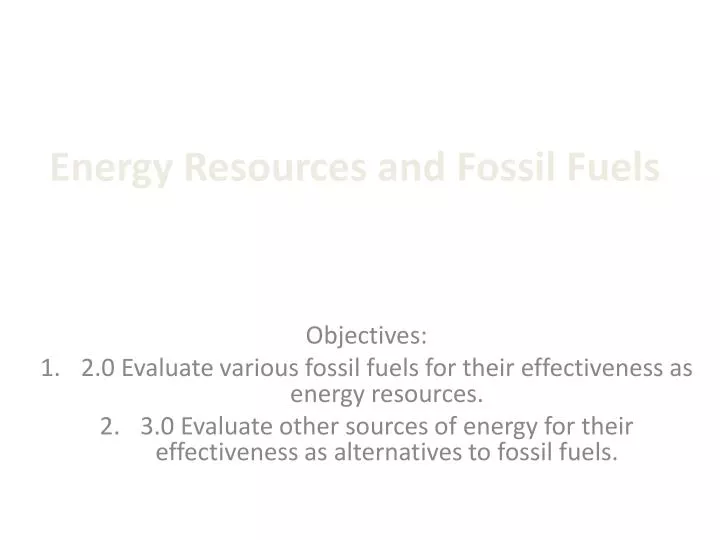 energy resources and fossil fuels